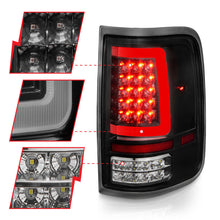 Cargar imagen en el visor de la galería, ANZO 2004-2006 Ford F-150 luces traseras LED con barra de luz, carcasa negra, lente transparente