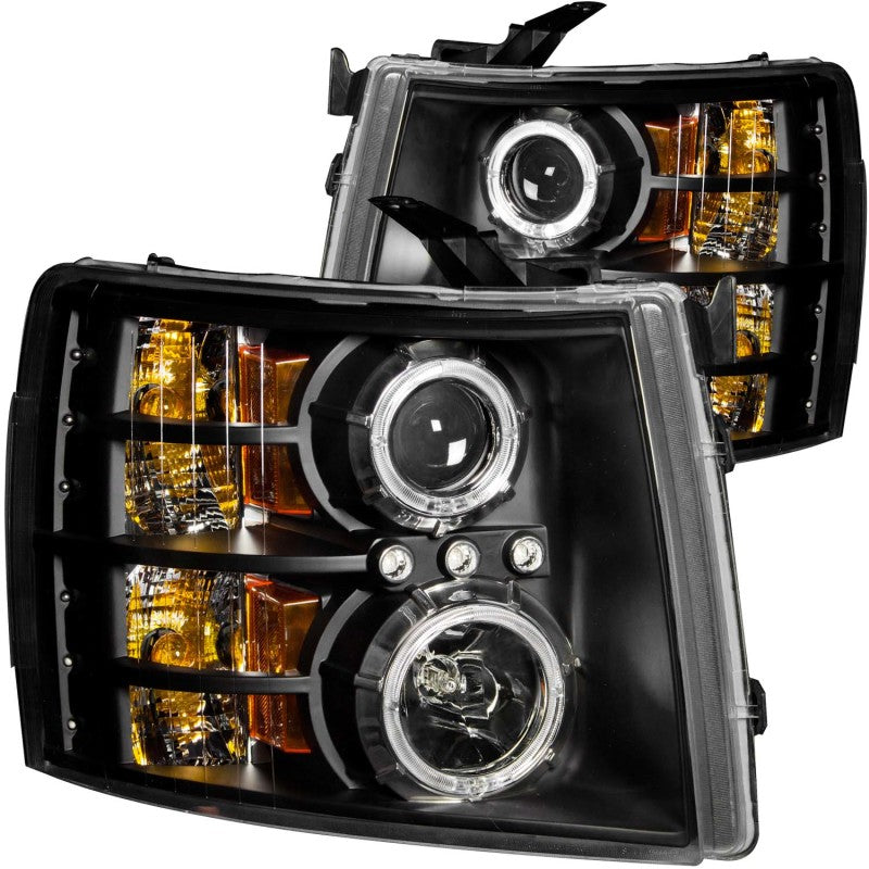 ANZO 2007-2013 Chevrolet Silverado 1500 Faros delanteros proyectores con halo negro