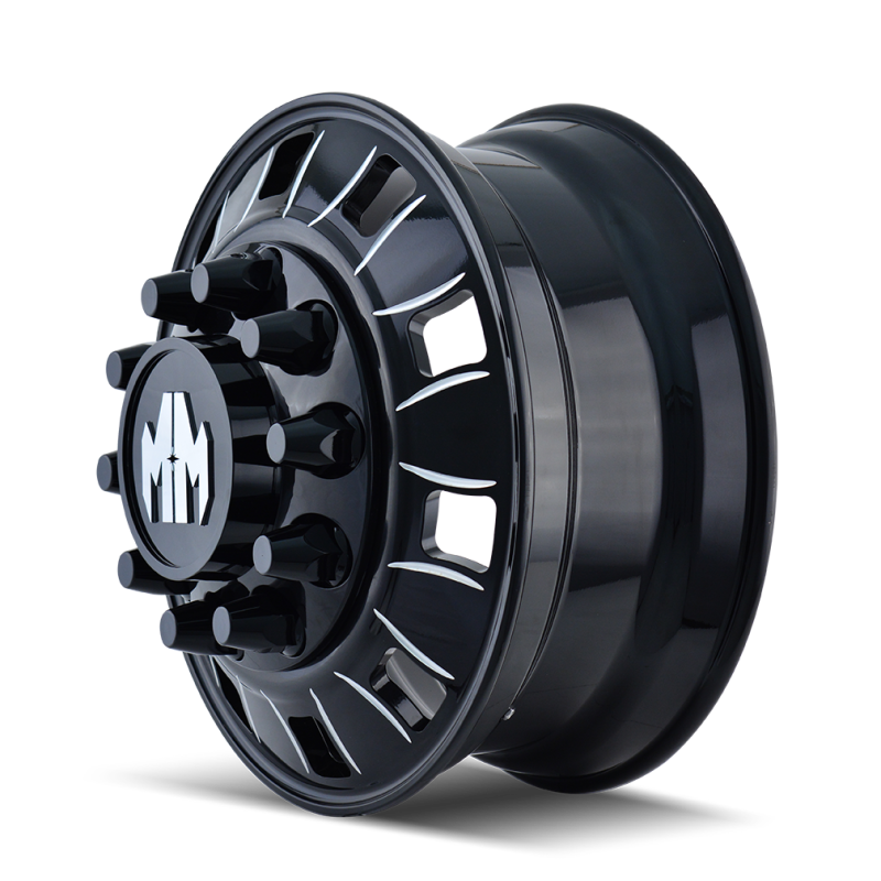 Mayhem 8180 BigRig 22x8.25 / 10x285.75 BP / 169mm Offset / 220.1mm Buje Rueda Delantera Negra/Radios Fresados