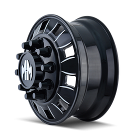 Mayhem 8180 BigRig 22x8.25 / 10x285.75 BP / 169mm Offset / 220.1mm Buje Rueda Delantera Negra/Radios Fresados