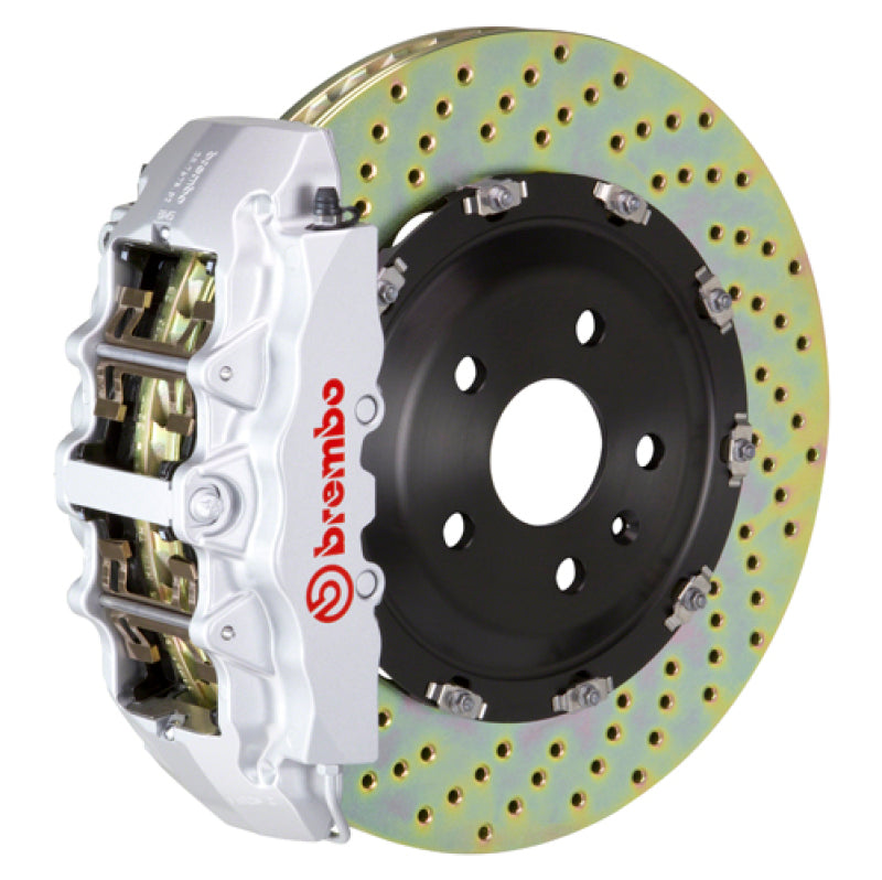 Brembo 14+ Model S AWD con DC (Excl Plaid) Fr GT BBK 6Pis Cast 380x34 2pc Rotor Perforado-Plata