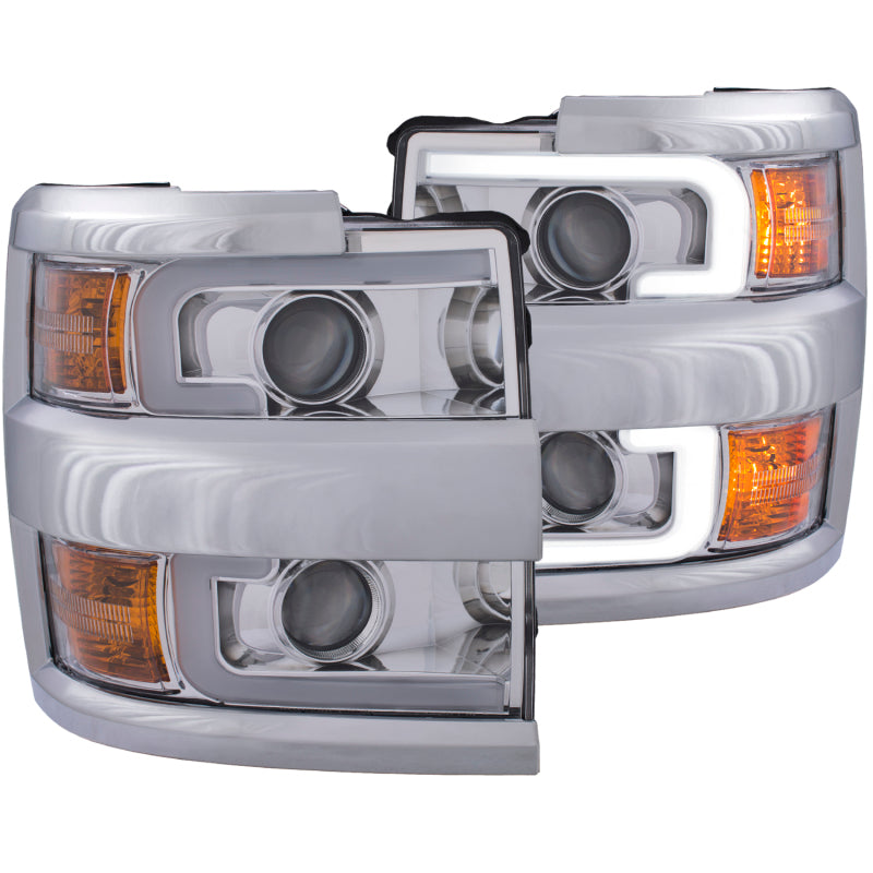 ANZO Faros delanteros proyectores 15-17 Chevrolet Silverado 2500HD / 3500HD cromados con borde cromado