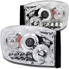 ANZO 2006-2008 Dodge Ram 1500 Faros delanteros con proyector con halo cromado