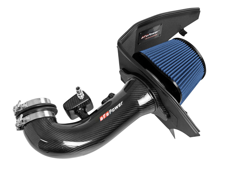 aFe 19-20 GM Trucks 5.3L/6.2L Track Series Sistema de admisión de aire frío de fibra de carbono con filtros Pro 5R