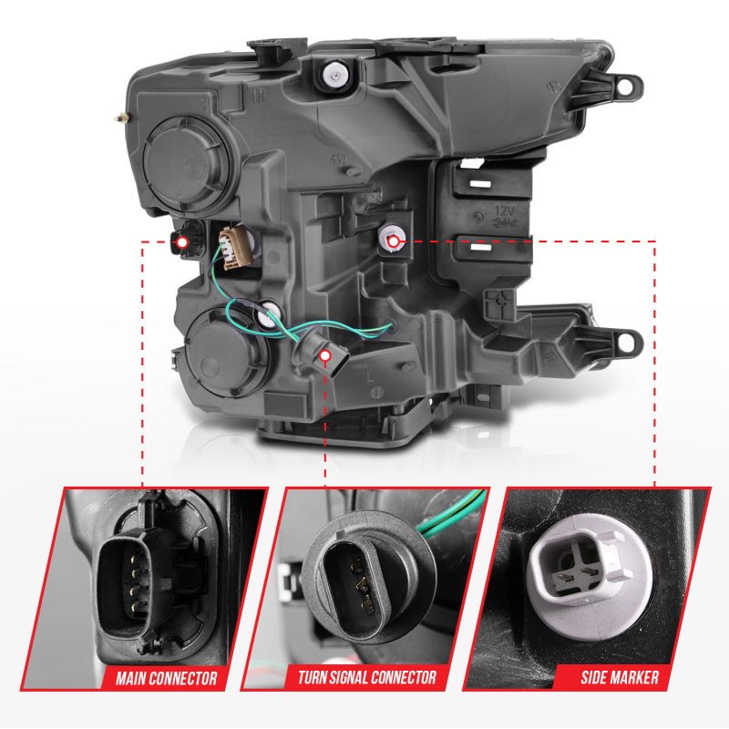 ANZO 2018-2020 Ford F-150 faro proyector con carcasa cromada estilo tablón