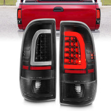 Cargar imagen en el visor de la galería, ANZO 1997-2003 Ford F-150 luces traseras LED con barra de luz, carcasa negra, lente transparente