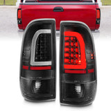 ANZO 1997-2003 Ford F-150 luces traseras LED con barra de luz, carcasa negra, lente transparente