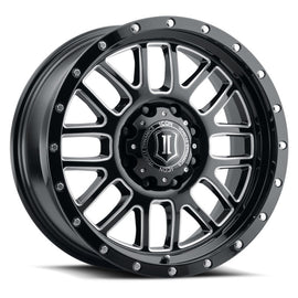 ICON Alpha 20x9 5x150 16mm Offset 5.625in BS Rueda de radios fresados ​​en negro brillante