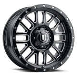 ICON Alpha 20x9 5x150 16mm Offset 5.625in BS Rueda de radios fresados ​​en negro brillante