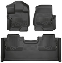 Cargar imagen en el visor de la galería, Husky Liners 15-19 F-150 SuperCab Weatherbeater Black Front &amp; 2nd Seat Floor Liners