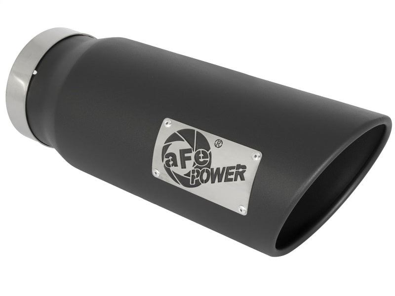 aFe Power MACH Force-Xp Punta de escape atornillada 409 SS de 5 pulg. de entrada x 6 pulg. de salida x 15 pulg. de largo, color negro