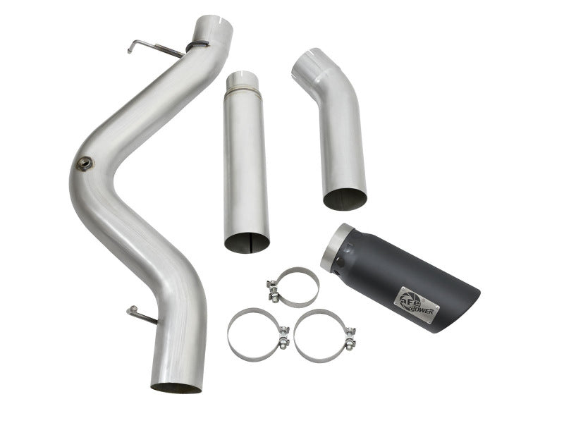 Escape Atlas aFe de acero aluminizado con respaldo DPF de 5 pulgadas con puntas negras 16-17 GM Diesel Truck V8-6.6L (td)