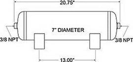 Tanque de aire Firestone de 3 galones y 7 pulgadas. x 20,75 pulgadas. (2) 3/8 pulg. Puertos NPT 150 PSI máx. - Negro (WR17609229)