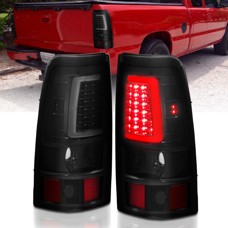 ANZO 2003-2006 Chevy Silverado 1500 luces traseras LED estilo tablón negro con lente ahumada