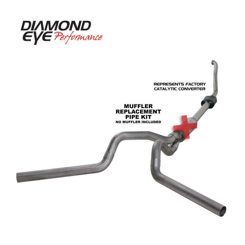 KIT Diamond Eye 4 pulgadas TB MFLR RPLCMENT TUBO DUAL SS 94-97 5 7 3L F250/F350 PWRSTROKE NFS W CARB STDS
