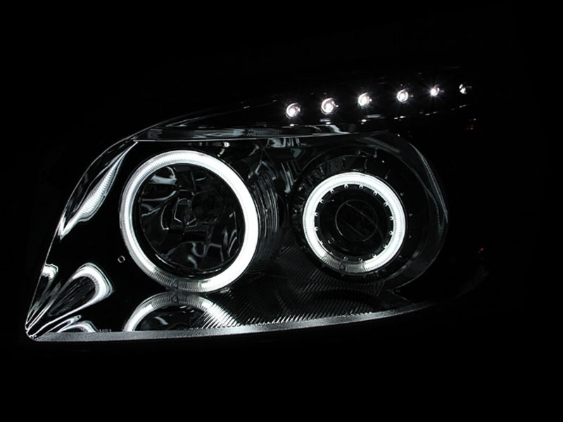 ANZO 2006-2008 Toyota Rav4 Faros delanteros con proyector con halo negro