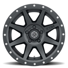 ICON Rebound 17x8.5 5x5.5 0mm Offset 4.75in BS Rueda negra satinada
