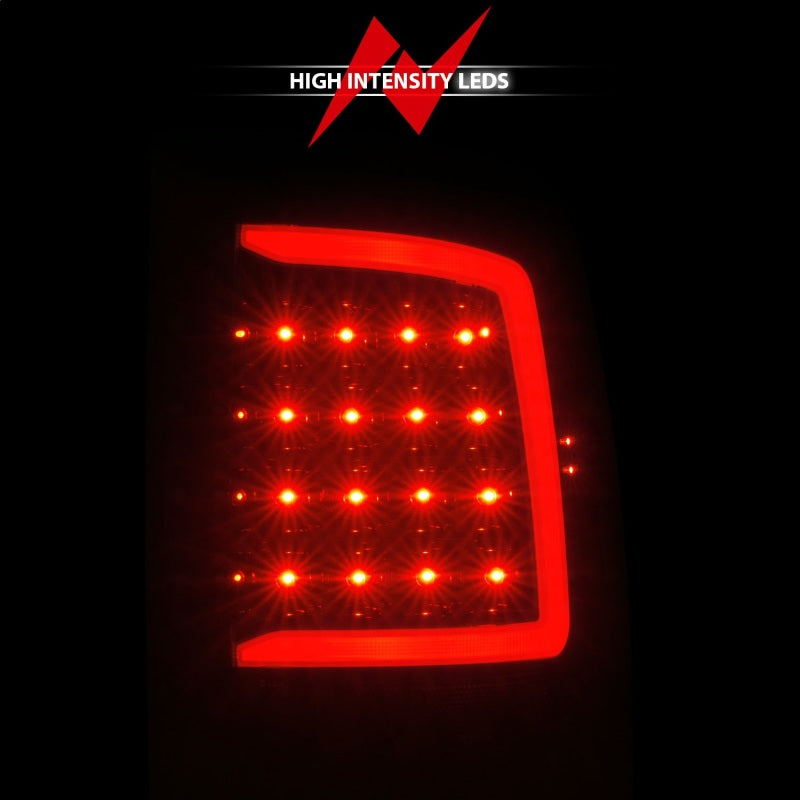 ANZO 09-18 Dodge Ram 1500 Luces traseras LED completas con carcasa negra secuencial/lente transparente