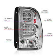 Cargar imagen en el visor de la galería, ANZO 2002-2009 Chevrolet Trailblazer luces traseras LED con barra de luz, carcasa cromada, lente transparente