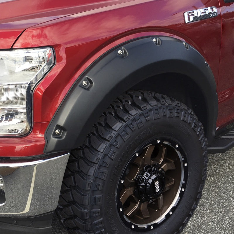 Bushwacker 17-20 Ford F-250 Super Duty / F-350 Super Duty bengalas estilo bolsillo, 4 piezas, color negro ágata