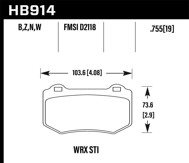 Hawk 2018 Subaru WRX STI HPS 5.0 Pastillas de freno traseras