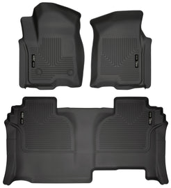 Husky Liners 19-23 GMC Sierra 1500 Double Cab Weatherbeater Revestimientos de piso para asiento delantero y segundo, color negro