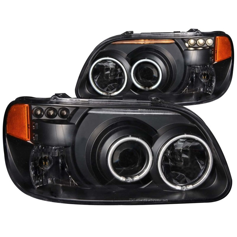 ANZO 1995-2001 Ford Explorer Faros delanteros con proyector con halo negro 1 pieza