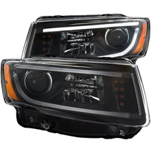 Cargar imagen en el visor de la galería, ANZO Faros delanteros tipo proyector para Jeep Grand Cherokee 2014-2015 con diseño estilo tablón, color negro