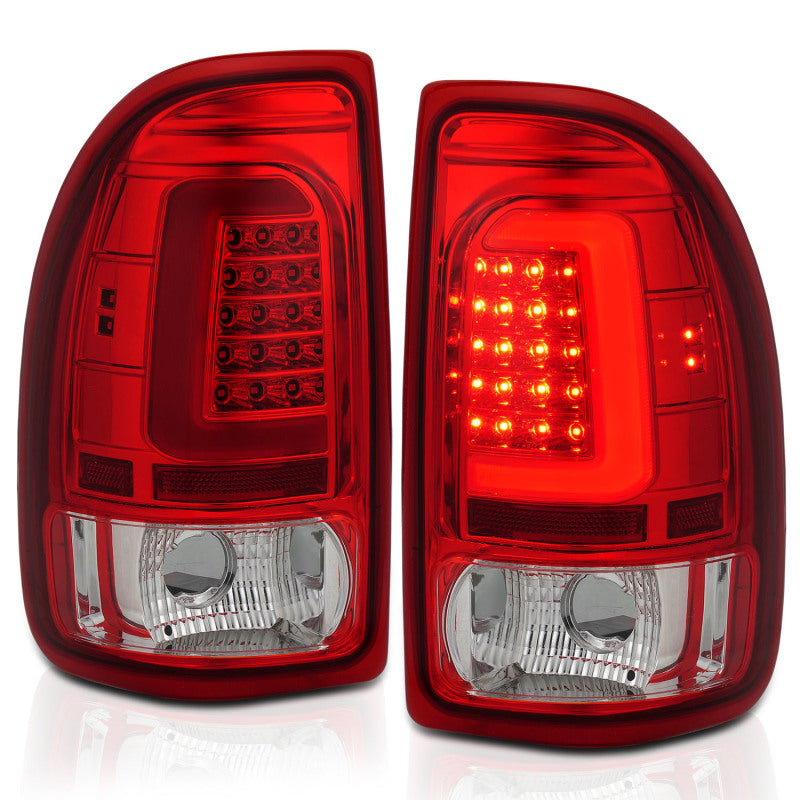 ANZO 1997-2004 Dodge Dakota luces traseras LED con carcasa cromada, par de lentes rojas
