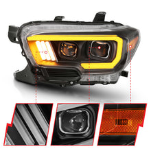 Cargar imagen en el visor de la galería, ANZO 2016-2017 Toyota Tacoma Proyector Faros delanteros con estilo de tablón Switchback negro con ámbar