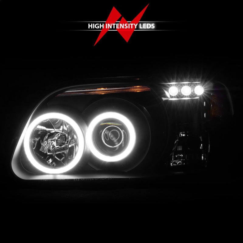 ANZO 1995-2001 Ford Explorer Faros delanteros con proyector con halo negro 1 pieza