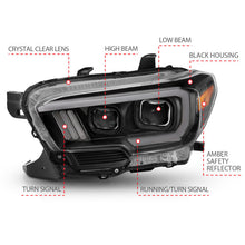 Cargar imagen en el visor de la galería, ANZO 2016-2017 Toyota Tacoma Faros delanteros tipo proyector con interruptor estilo tablón negro con ámbar y DRL