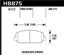 Cargar imagen en el visor de la galería, Hawk 14-17 Acura RDX/RLX HPS Street Front Brake Pads