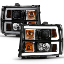 Cargar imagen en el visor de la galería, ANZO 2007-2013 Gmc Sierra 1500 Proyector Faro estilo tablón negro con lente transparente ámbar