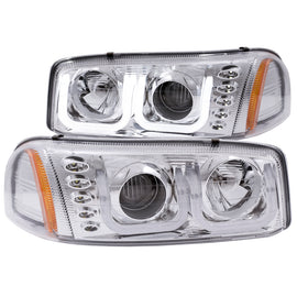 ANZO 1999-2006 Gmc Sierra 1500 Faros delanteros proyectores con barra en U cromada