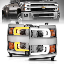 Cargar imagen en el visor de la galería, ANZO Faros delanteros proyectores 15-17 Chevrolet Silverado 2500HD / 3500HD cromados con borde cromado