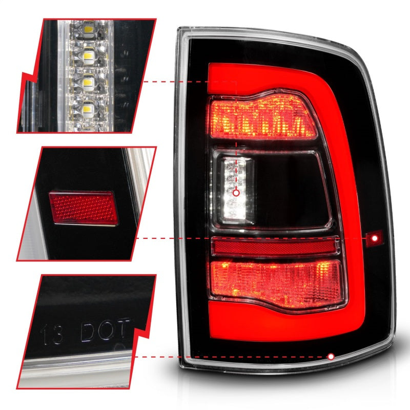 ANZO 09-18 Dodge Ram 1500 Luces traseras LED secuenciales negras