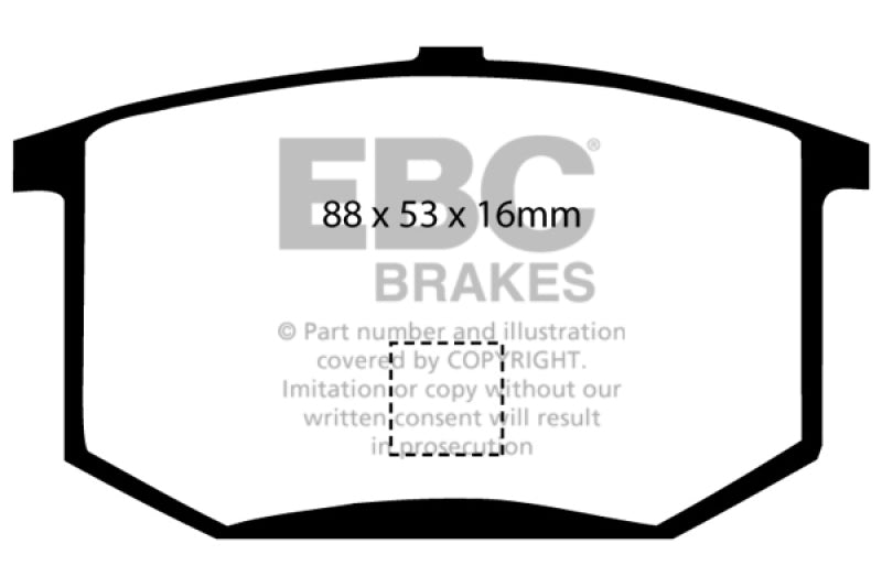 Pastillas de freno traseras EBC 75-80 Lotus Esprit 2.0 Yellowstuff