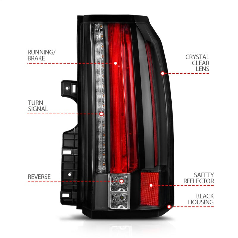ANZO 2015-2017 GMC Yukon/Yukon XL Luces traseras LED negras