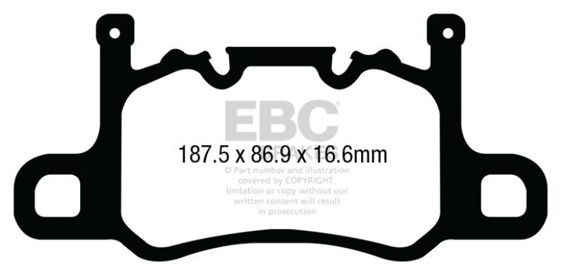 EBC 13-15 Porsche 911 (991) GT3 3.8L (solo rotor de hierro fundido) Pastillas de freno traseras Bluestuff