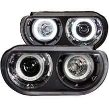 Cargar imagen en el visor de la galería, ANZO 2008-2014 Dodge Challenger Projector Headlights w/ Halo Black (CCFL)