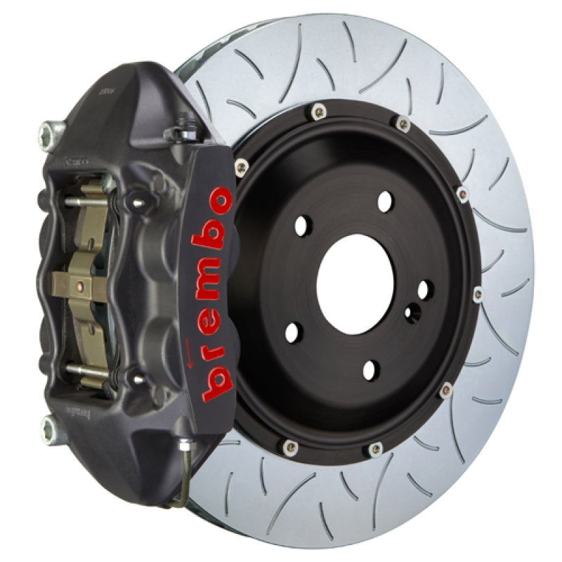Brembo 19+ Mazda3 Delantero GTS BBK 4 Pistones Fundido 345x28 2pc Rotor Ranurado Tipo 3-Negro HA