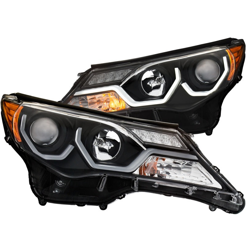 ANZO Faros delanteros proyectores Toyota Rav4 2013-2015 con diseño estilo tablón, color negro