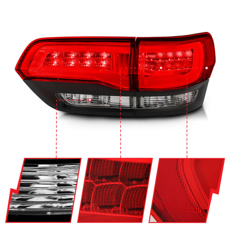 ANZO 2014-2016 Jeep Grand Cherokee luces traseras LED rojo/transparente