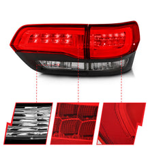 Cargar imagen en el visor de la galería, ANZO 2014-2016 Jeep Grand Cherokee luces traseras LED rojo/transparente
