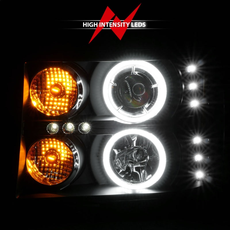 ANZO 2007-2013 Gmc Sierra 1500 Faros delanteros con proyector con halo negro