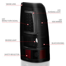 Cargar imagen en el visor de la galería, ANZO 1999-2002 Chevy Silverado 1500 luces traseras LED estilo tablón negro con lente ahumada