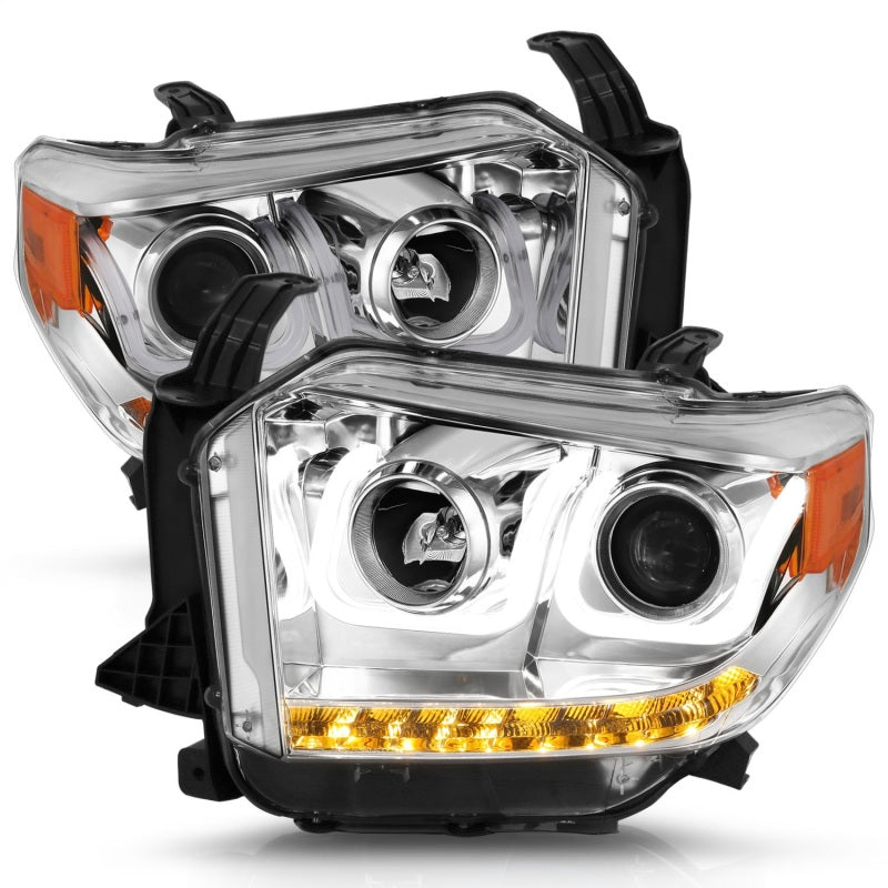 ANZO 2014-2015 Toyota Tundra Proyector Faros delanteros con barra en U cromada con DRL