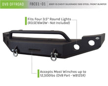 Cargar imagen en el visor de la galería, Parachoques delantero DV8 Offroad 07-13 Chevrolet Silverado 1500 - Recubrimiento en polvo negro