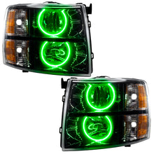 Cargar imagen en el visor de la galería, Oracle Lighting 07-13 Chevrolet Silverado Assembled Halo Headlights Round Style -Green SEE WARRANTY